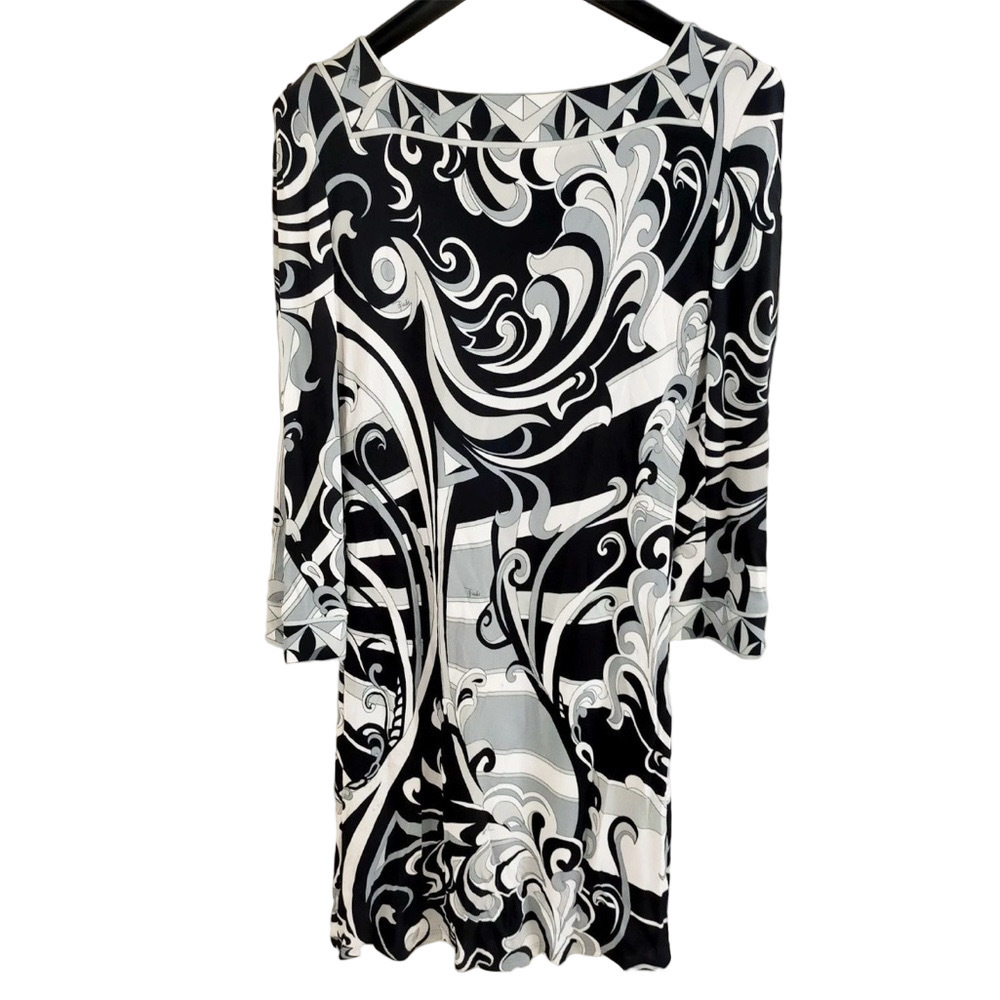 Emilio Pucci Black and White Print Dress Size 38 - Picture 2 of 11